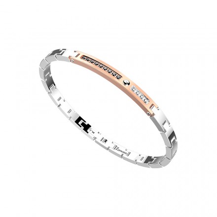 bracciale zancan uomo acciaio con spinelli neri e zaffiri bianchi