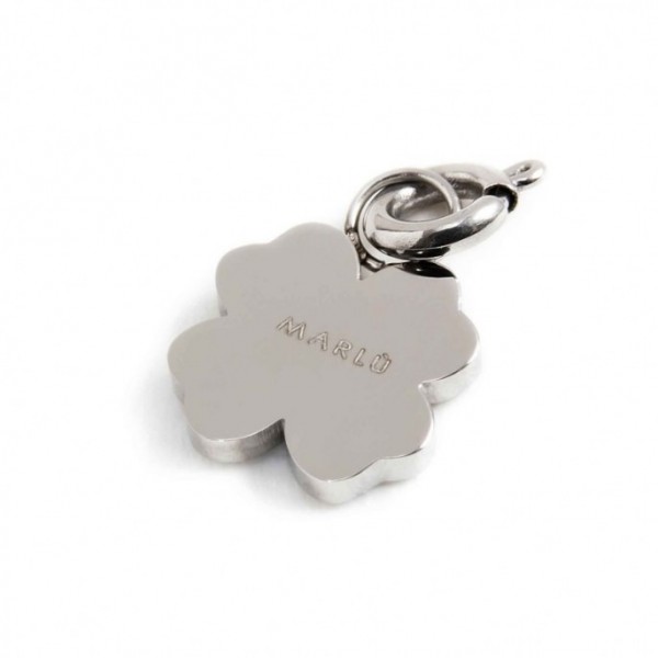 marlu - charm acciaio quadrifoglio strass bianchi