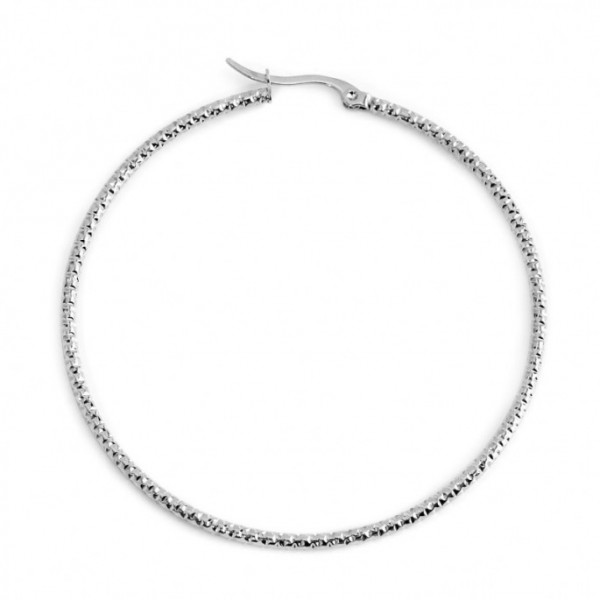 marlu mono orecchino cerchio acciaio martellato diametro 6cm