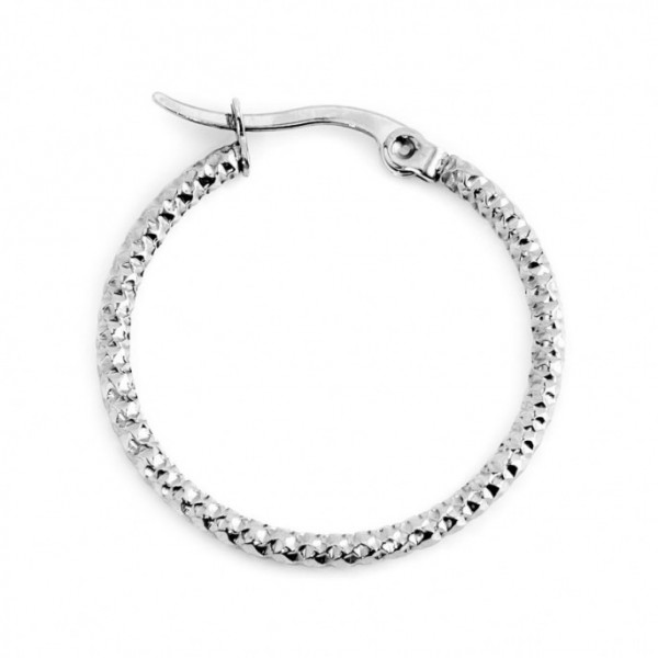 marlu mono orecchino cerchio acciaio martellato diametro 2,6cm