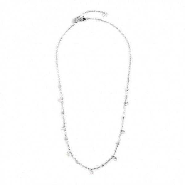 marlu collana acciaio 45cm con cristalli bianchi e sfere