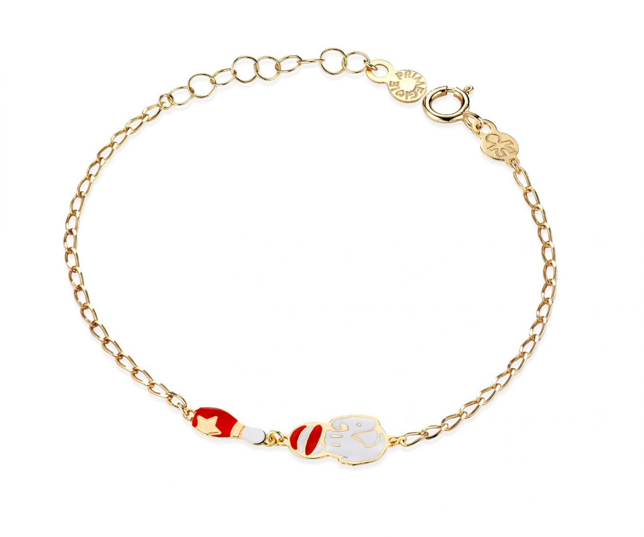 le bebe - bracciale oro giallo elefantino e birillo smaltati