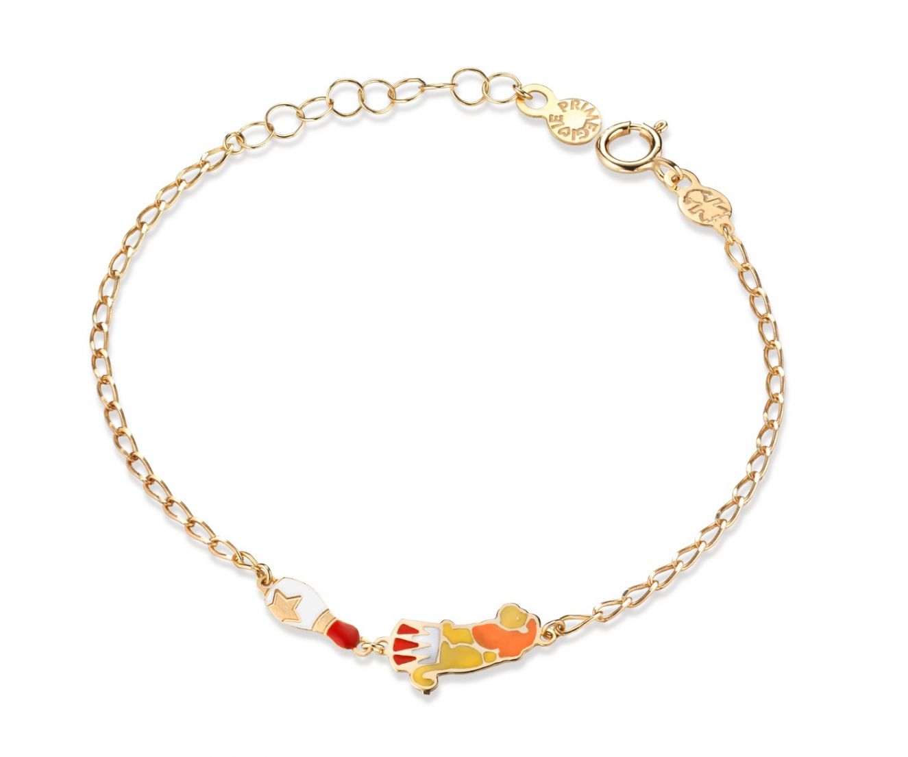 le bebe - bracciale oro giallo leone e birillo smaltati