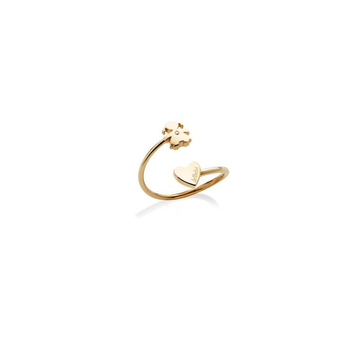 le bebe - les petits anello bimba e cuore oro giallo e diamante