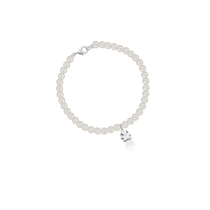 le bebe - le perle bracciale bimba oro bianco, perle e diamante