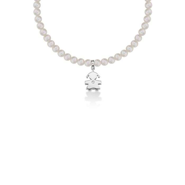 le bebe - le perle bracciale bimba oro bianco, perle e diamante