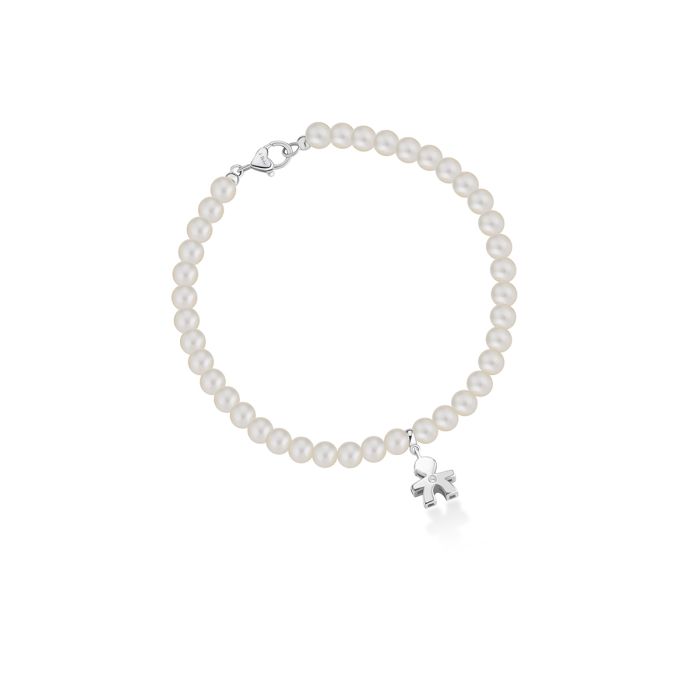 le bebe - le perle bracciale bimbo oro bianco, perle e diamante
