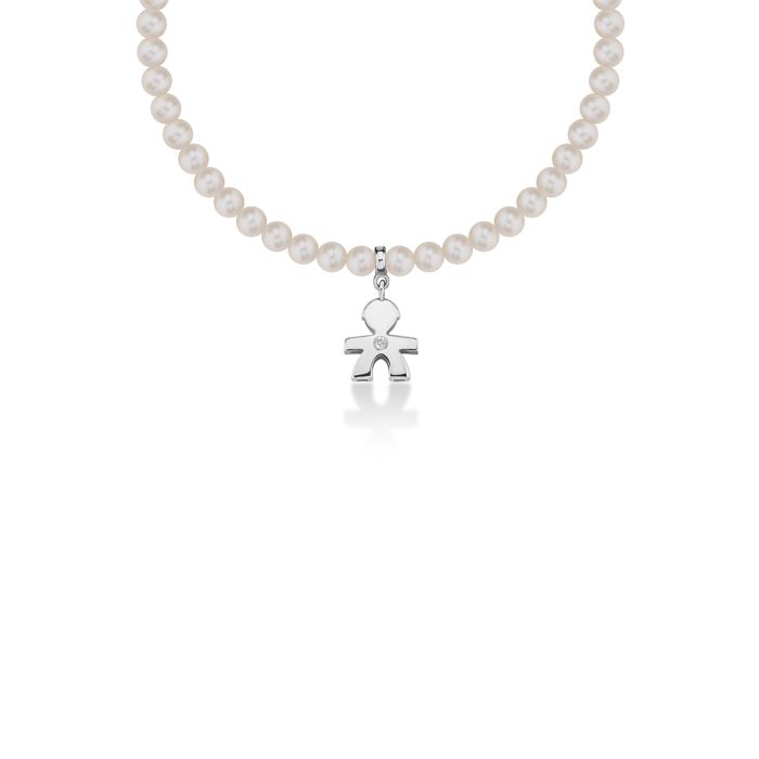 le bebe - le perle bracciale bimbo oro bianco, perle e diamante