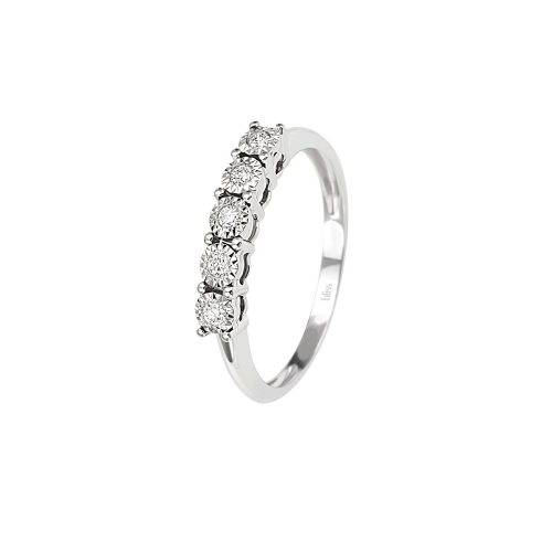 bliss rugiada veretta cinque pietre in oro bianco con diamanti