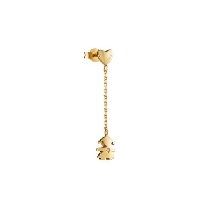 le bebe - mono orecchino petits con sagoma bimba in oro giallo e diamante