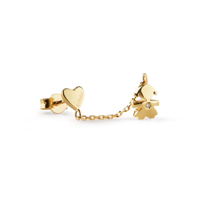 le bebe - mono orecchino petits con sagoma bimba in oro giallo e diamante