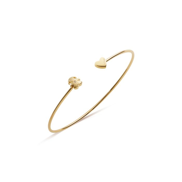 le bebe - bracciale les petits con sagoma bimba e cuore, in oro giallo e diamante