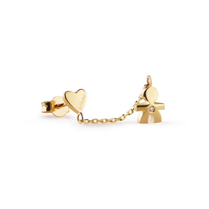 le bebe - mono orecchino les petits con sagoma bimbo in oro giallo e diamante