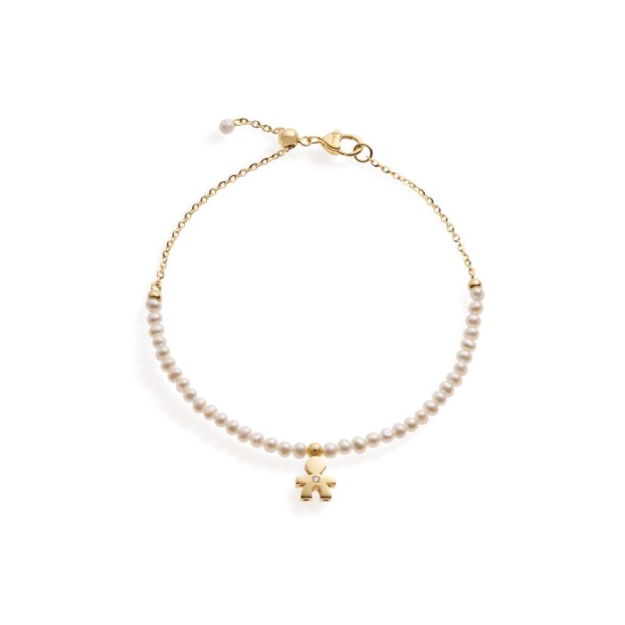 le bebe - bracciale le perle con sagoma bimbo in oro giallo e diamante