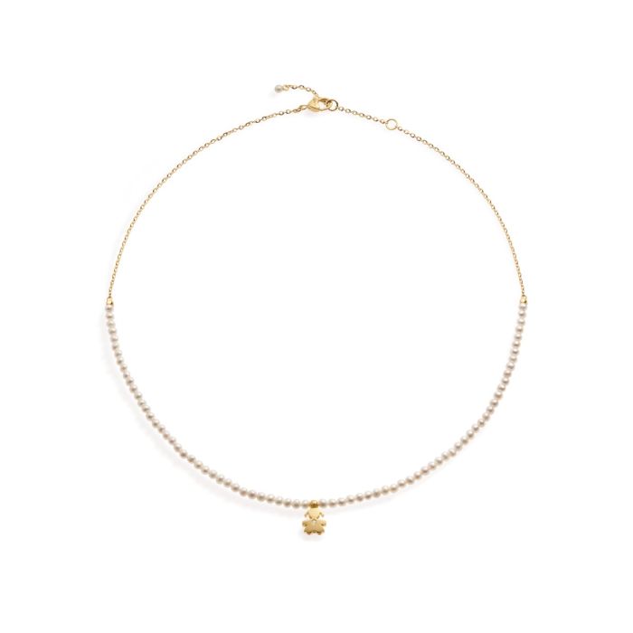 le bebe - collana le perle con sagoma bimba in oro giallo e diamante