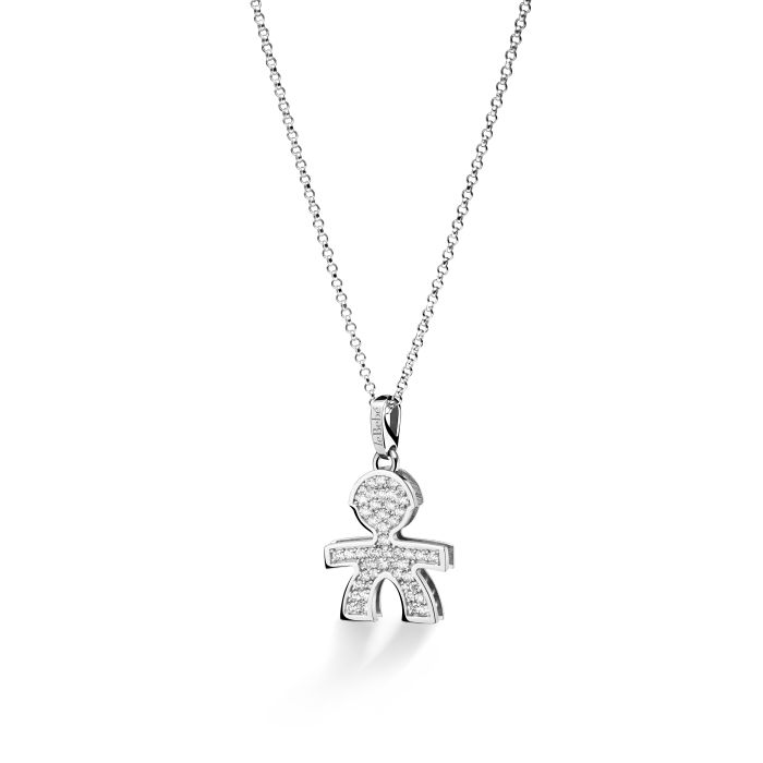 le bebe - ciondolo i preziosi con sagoma bimbo in oro bianco e diamanti