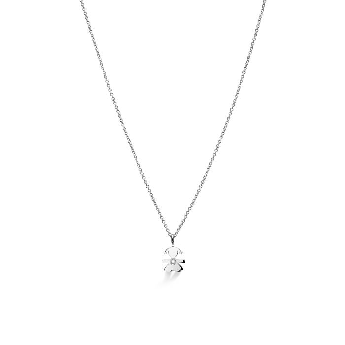 le bebe - ciondolo i preziosi con sagoma bimba in oro bianco e diamante