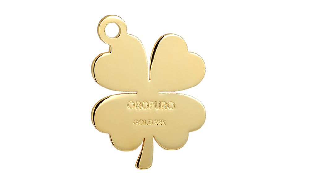 ciondolo quadrifoglio in oro 22k h 19mm