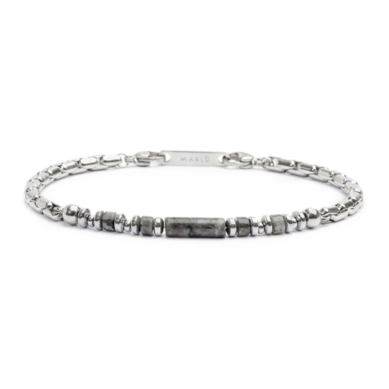 marlu - bracciale elementi in pietra ed elementi in ematite catena box - occhio di gatto