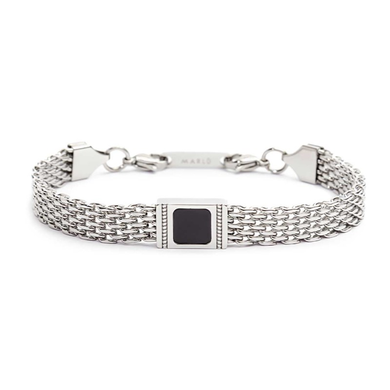 bracciale con pietra centrale catena mesh - onice