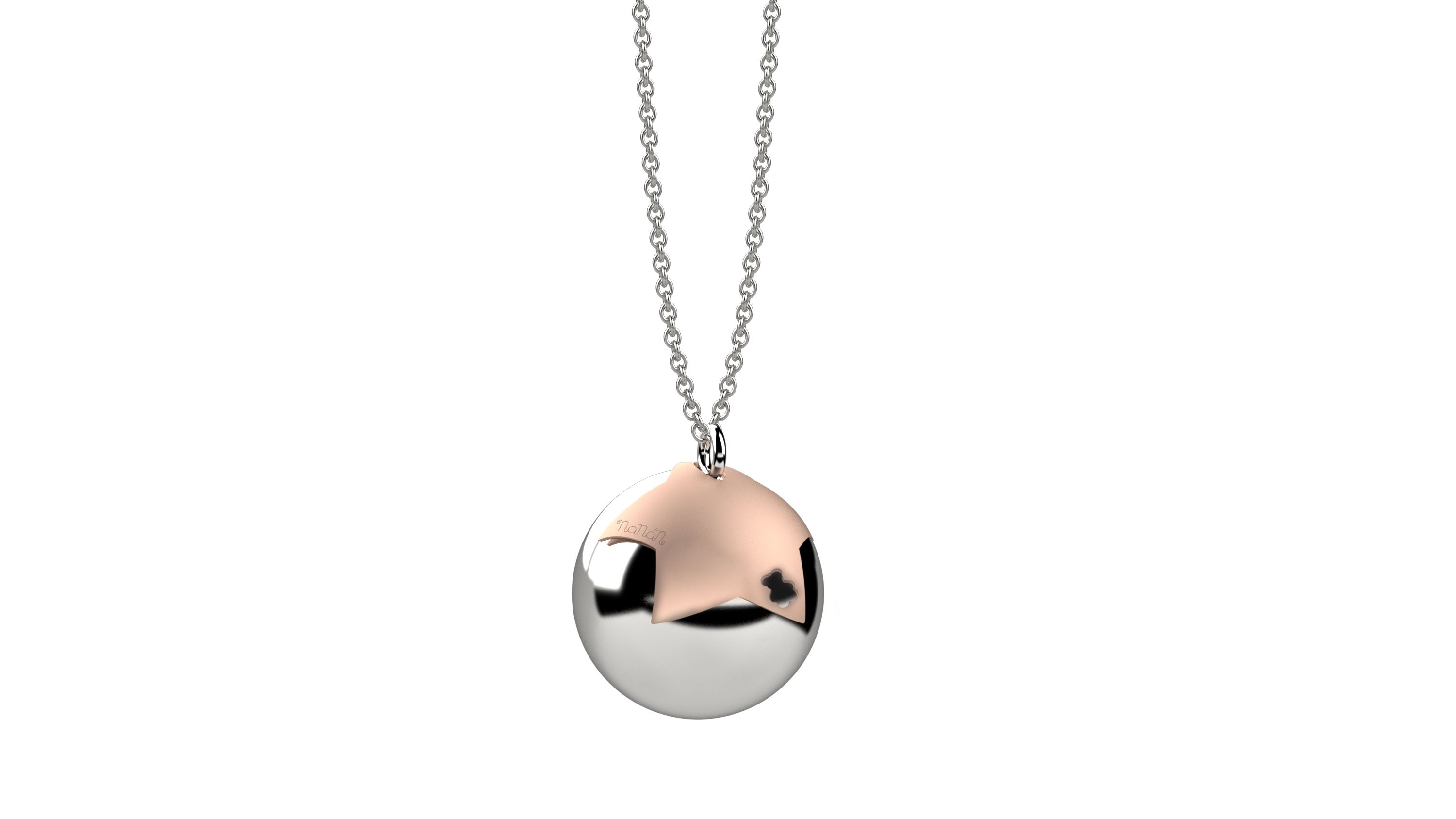 pendente argento 925 con bolas in metallo e catena