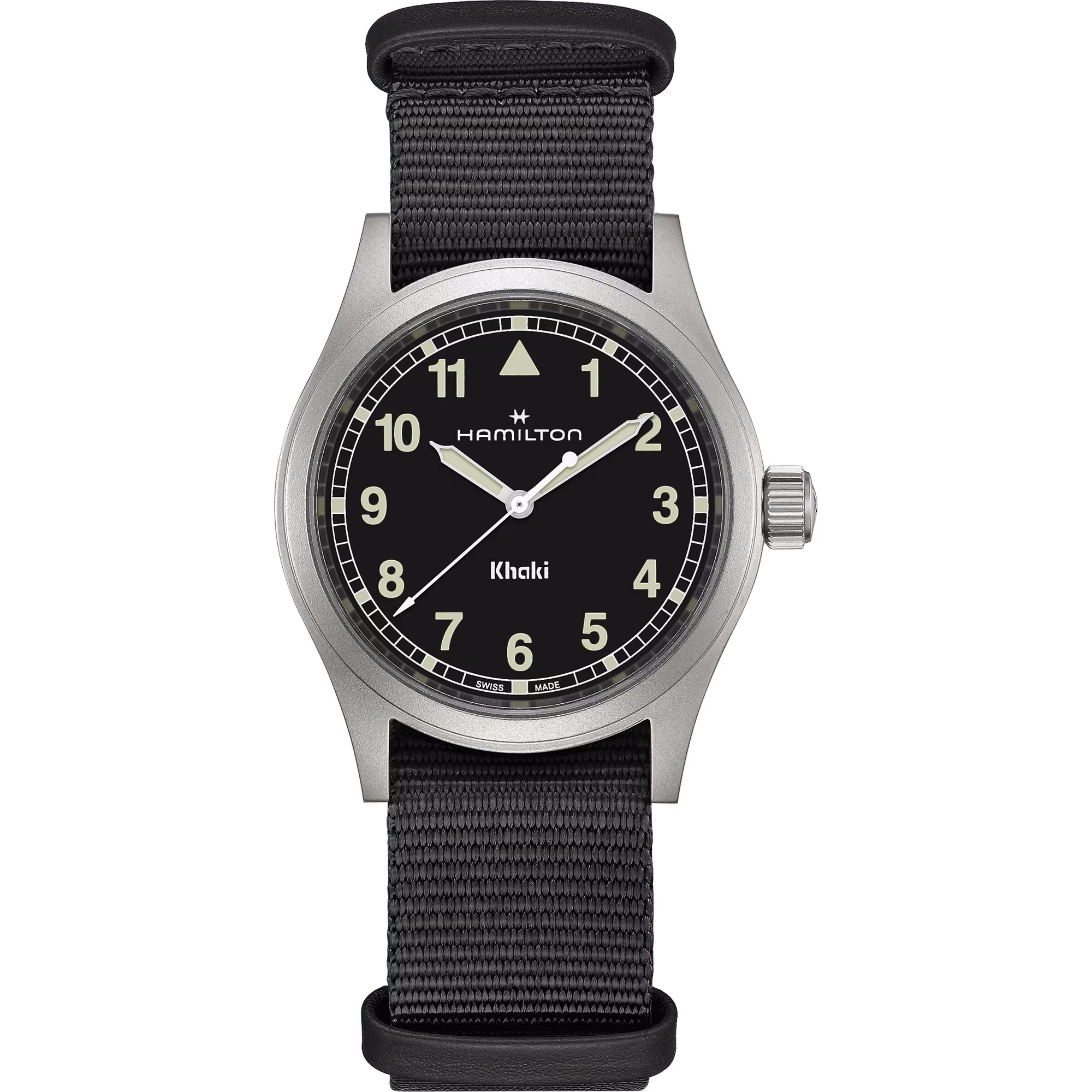 hamilton khaki field quartz 38 mm quadrante nero