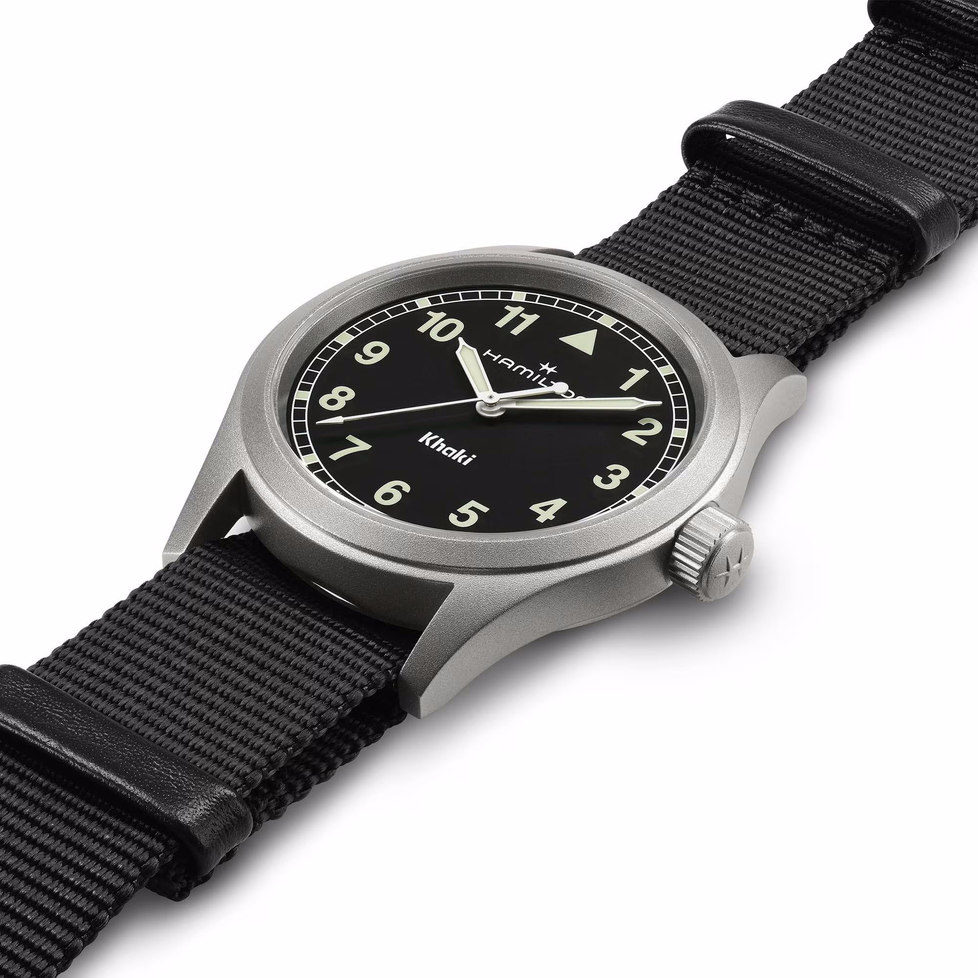 hamilton khaki field quartz 38 mm quadrante nero