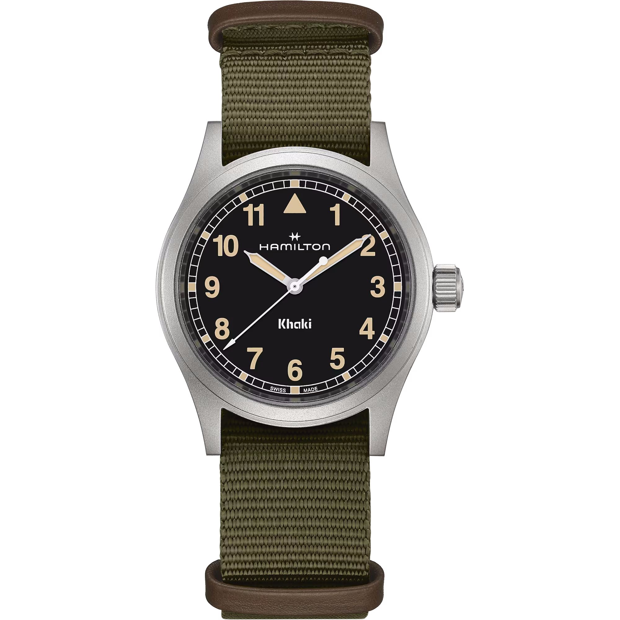 hamilton khaki field quartz 38 mm quadrante nero