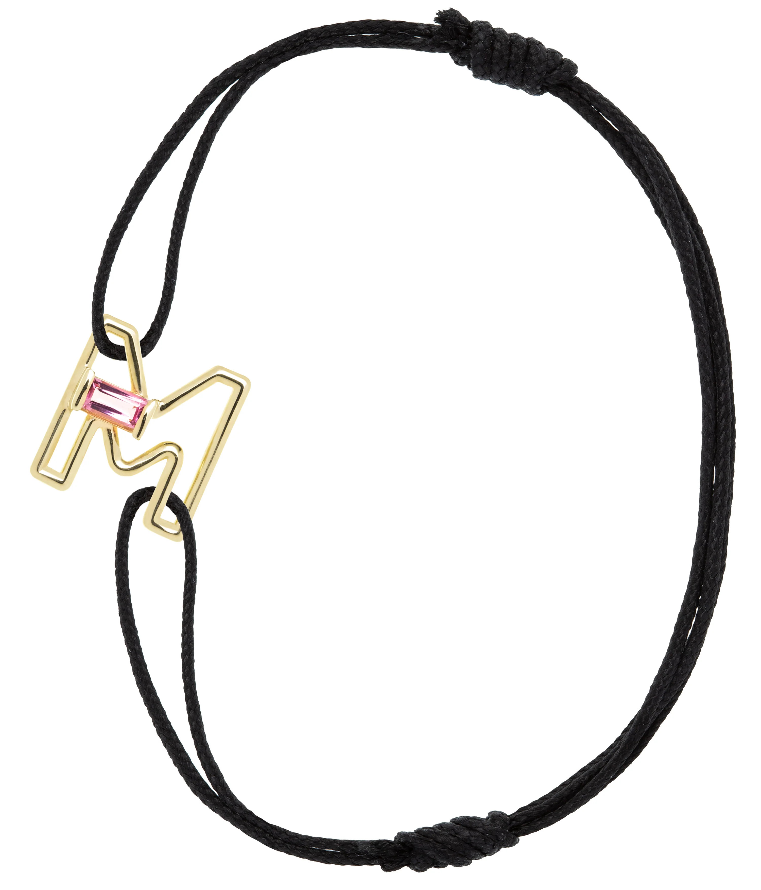 letra m tormalina bracciale cordino