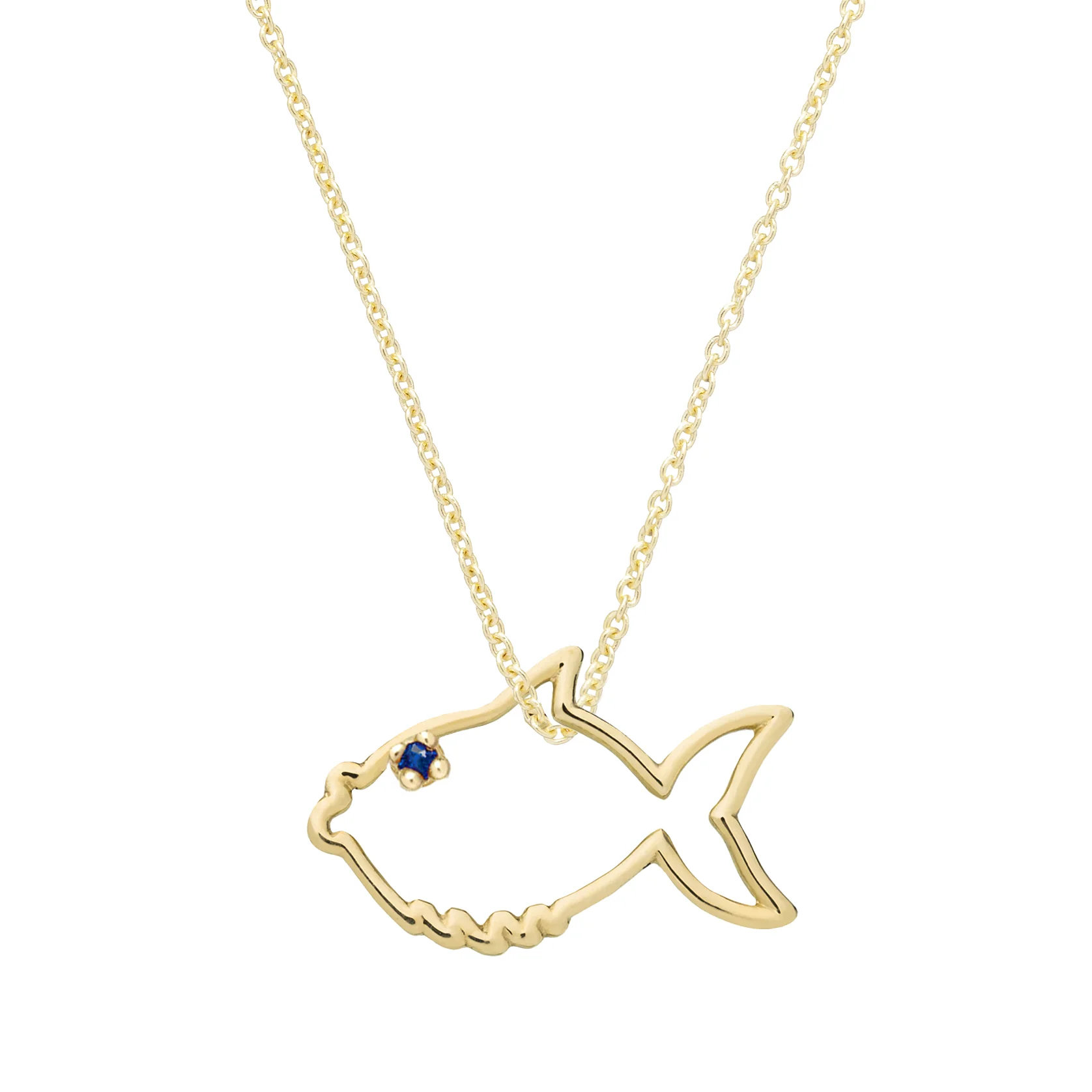 pececito zafiro azul collana