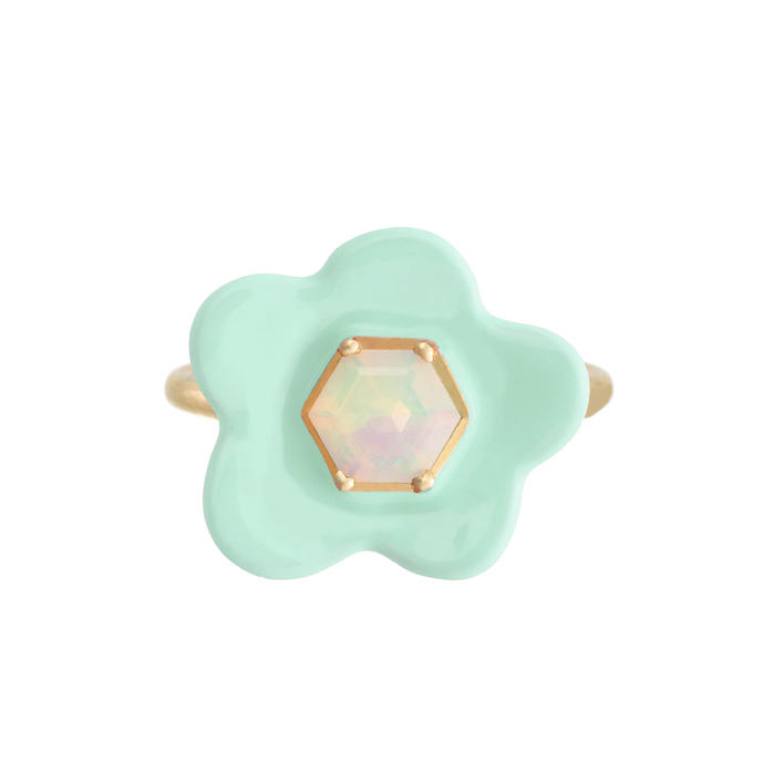 flower opale menta anello